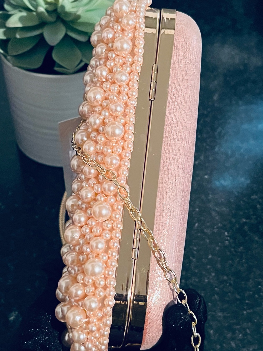 Pearl-Embellished 3-Way Purse Clutch,Crossbody, Handbag NWT - Picture 7 of 7